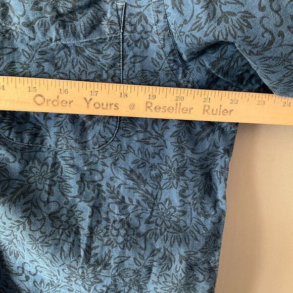 Hart Schaffner Marx Mens Cotton Button Down Shirt Blue Floral Short Sleeve LARGE - Picture 6 of 9